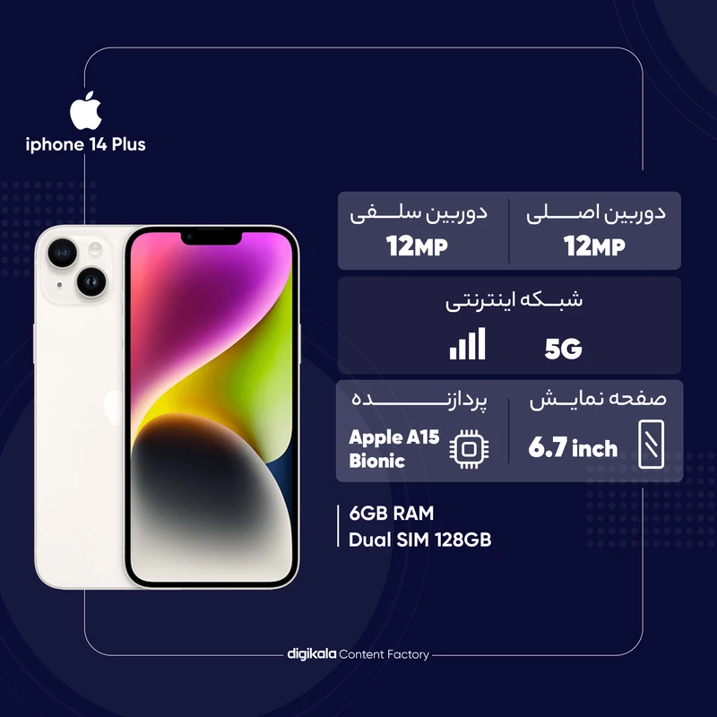 گوشی موبایل اپل مدل  iPhone 14 Plus دو سیم کارت ظرفیت 128 گیگابایت و رم 6 گیگابایت، تصویر 3