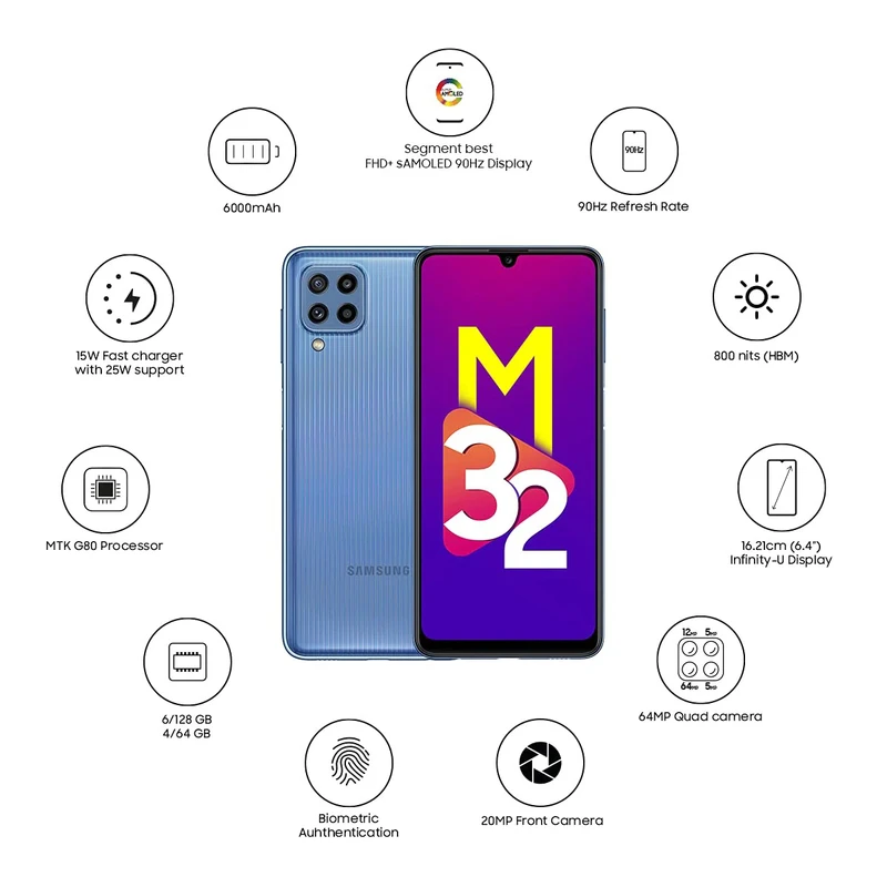 گوشی موبایل سامسونگ مدل Galaxy M32 SM-M325F/DS دو سیم‌ کارت ظرفیت 128 گیگابایت و رم 8 گیگابایت، تصویر 9