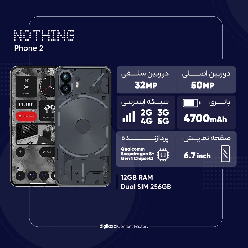 گوشی موبایل ناتینگ مدل Phone 2 دو سیم کارت ظرفیت 256 گیگابایت و رم 12 گیگابایت، تصویر 3