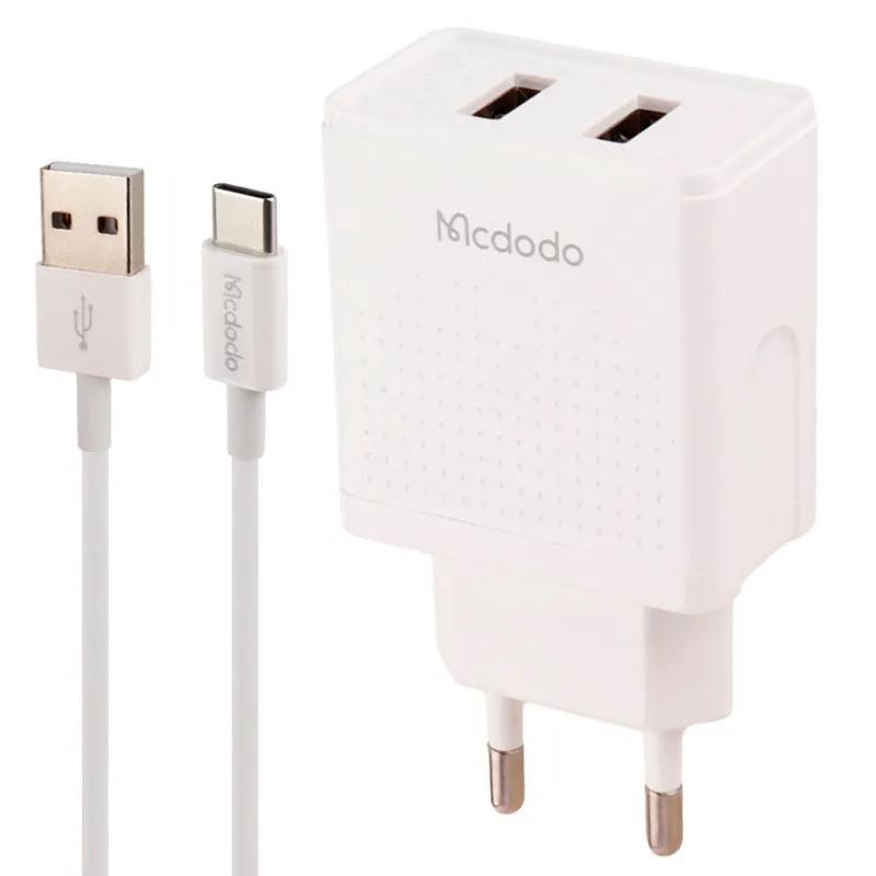 شارژر دیواری فست شارژ Mcdodo CH-3972 2Port 2.4A 12W + کابل تایپ سی، تصویر 2