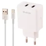 شارژر دیواری فست شارژ Mcdodo CH-3970 2Port 2.4A 12W + کابل آیفونی
