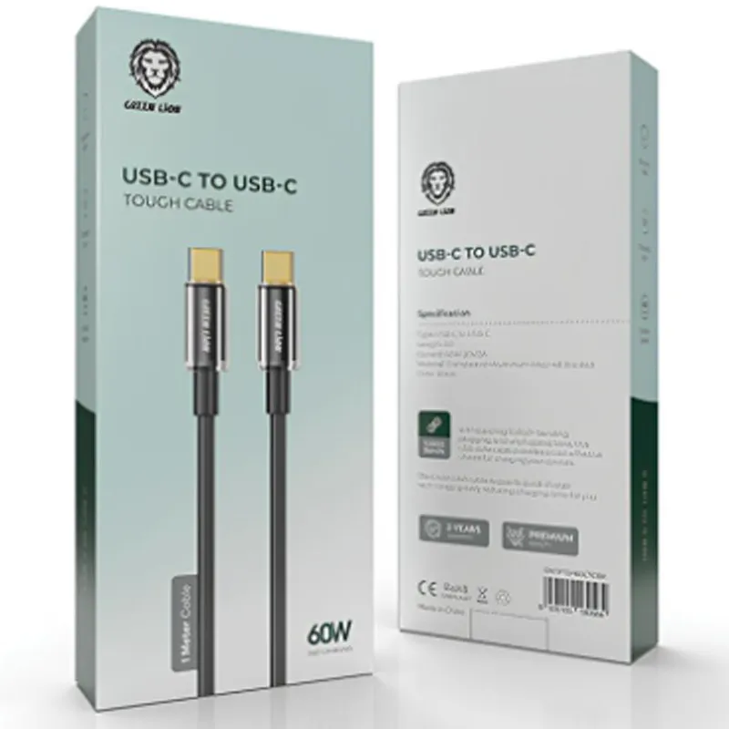 کابل تبدیل فست شارژ Green Lion GNTPTGH60CTCBK Type-C To Type-C PD 60W 1m، تصویر 6