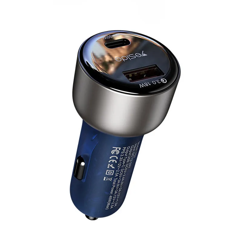 شارژر فندکی فست شارژ Yesido Y52 3.4A QC3.0 PD 30W