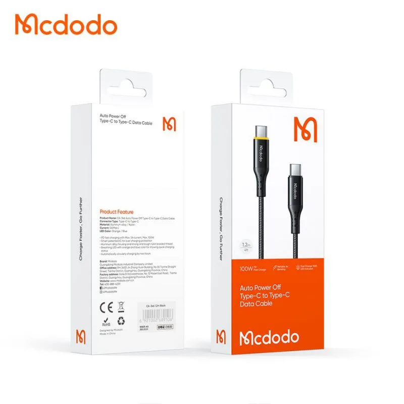 کابل تبدیل فست شارژ Mcdodo CA-3460 Type-C to Type-C PD 100W 5A 1.2m، تصویر 7
