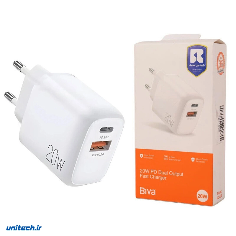 شارژر دیواری 20 وات بیوا مدل HC-020 QC3.0 PD 2.4A
