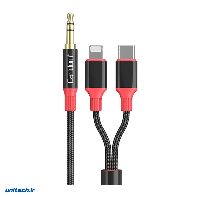 کابل تبدیل AUX به Type-C/Lightning ارلدام مدل ET-AUX80 طول 1.2 متر، تصویر 2