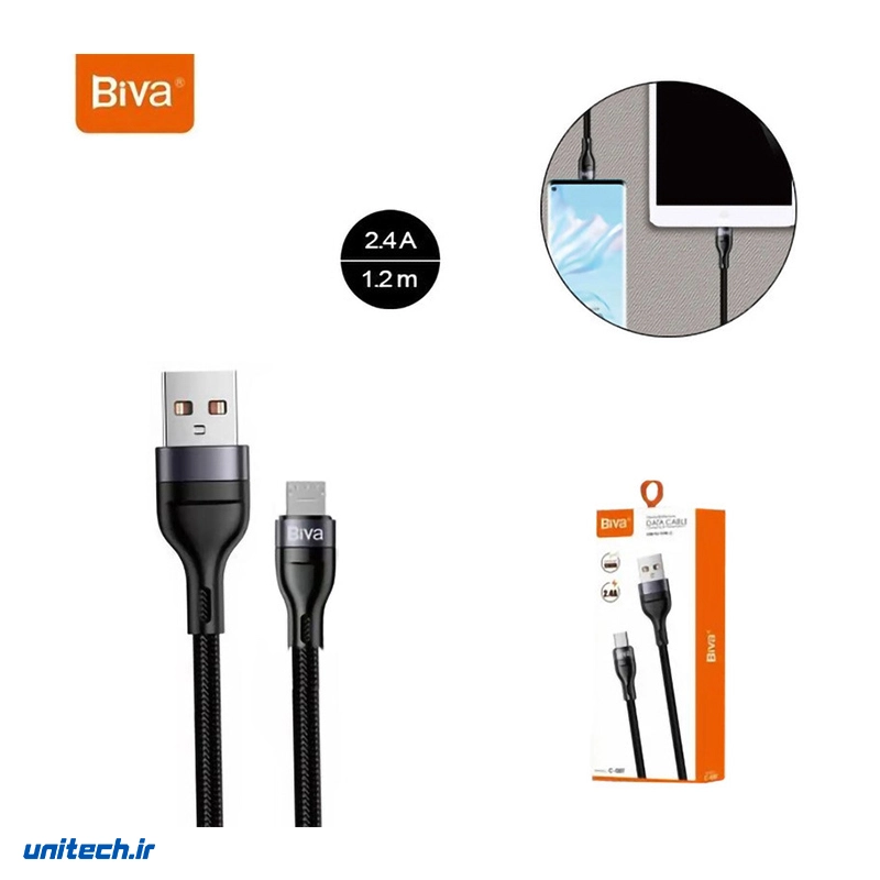 کابل میکرو یو اس بی 2.4 آمپر بیوا C-08V طول 1.2 متر، تصویر 3