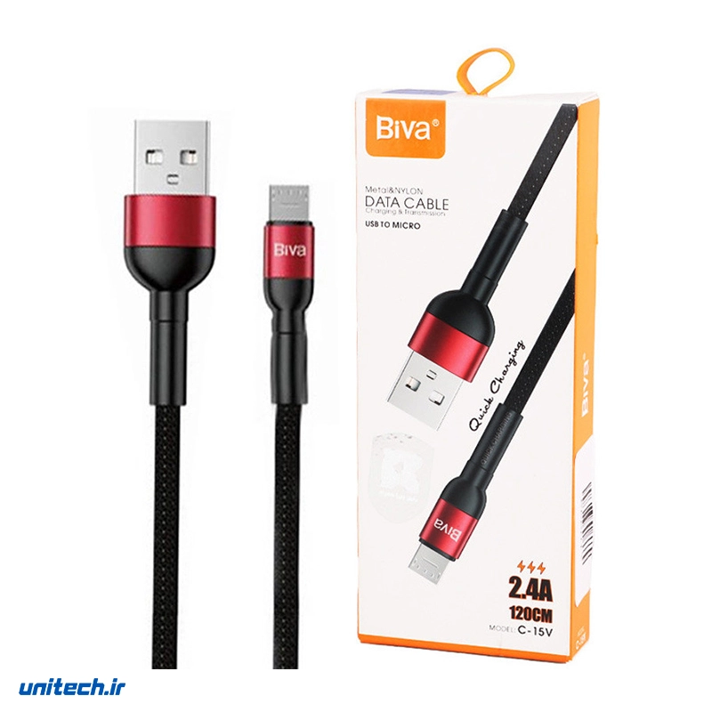 کابل میکرو یو اس بی فست شارژ 2.4 آمپر بیوا C-15V طول 1.2 متر، تصویر 3