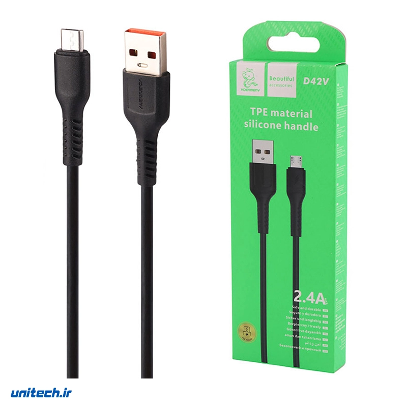 کابل میکرو یو اس بی فست شارژ 2.4 آمپر دنمن D42V طول 1 متر، تصویر 4