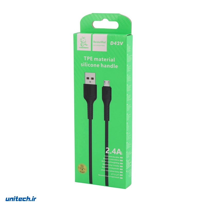 کابل میکرو یو اس بی فست شارژ 2.4 آمپر دنمن D42V طول 1 متر، تصویر 5