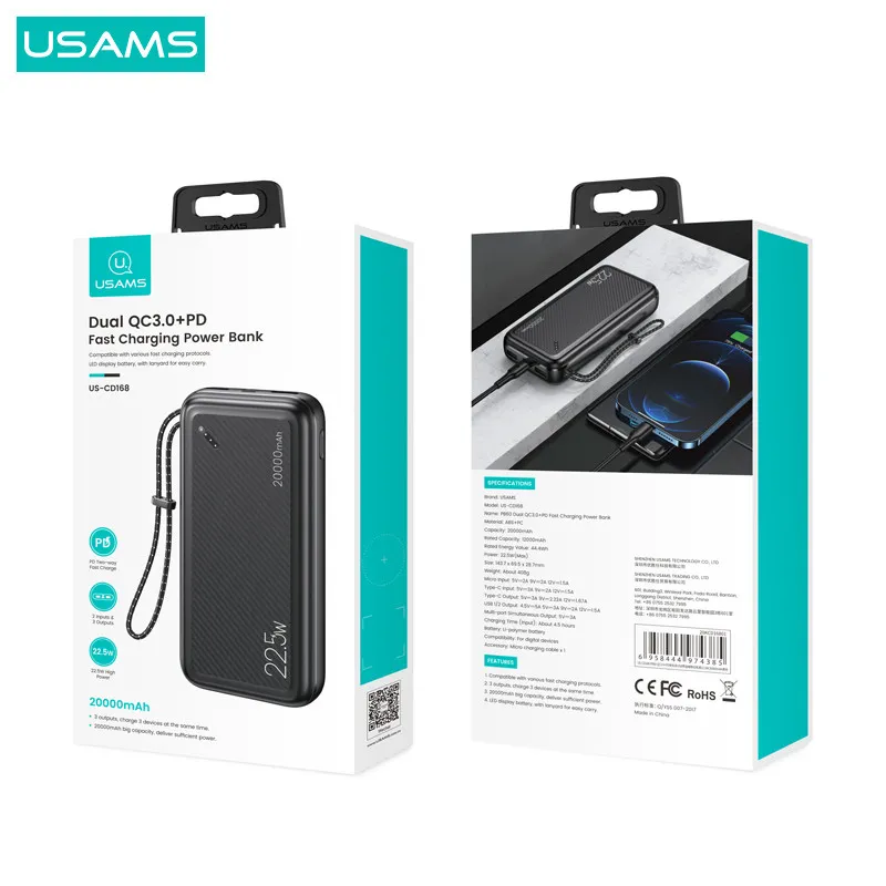 پاوربانک یوسمز مدل US-CD168 PB60 ظرفیت 20000 میلی آمپر، تصویر 6