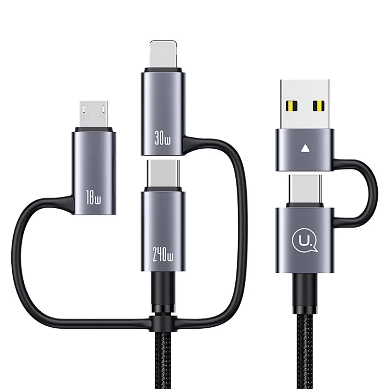 کابل تبدیل USB/USB-C به MicroUSB/Lightning/USB-C یوسمز مدل SJ737 طول 1.2 متر