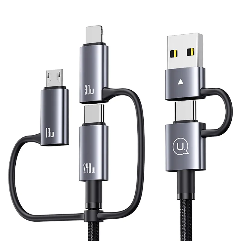 کابل تبدیل USB/USB-C به MicroUSB/Lightning/USB-C یوسمز مدل SJ737 طول 1.2 متر، تصویر 2