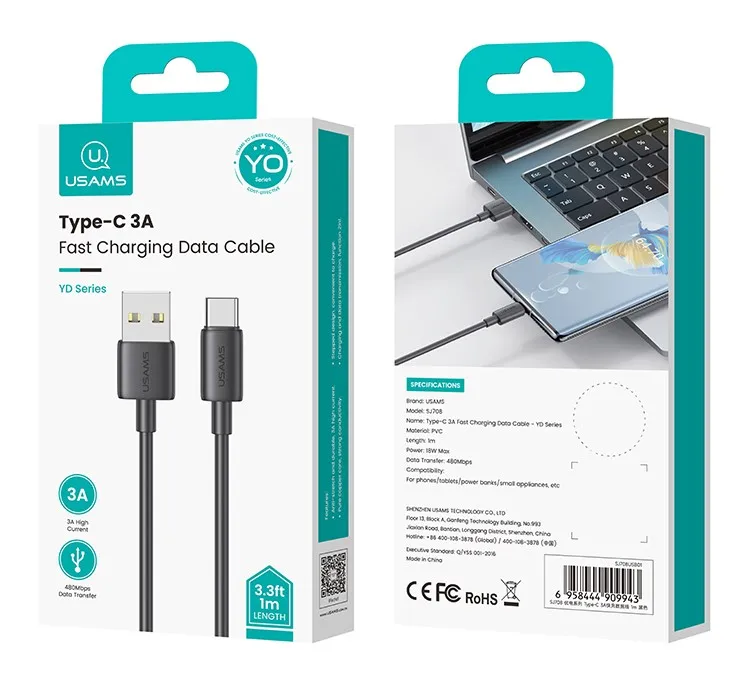 کابل تایپ سی فست شارژ یوسمز مدل SJ708، تصویر 6
