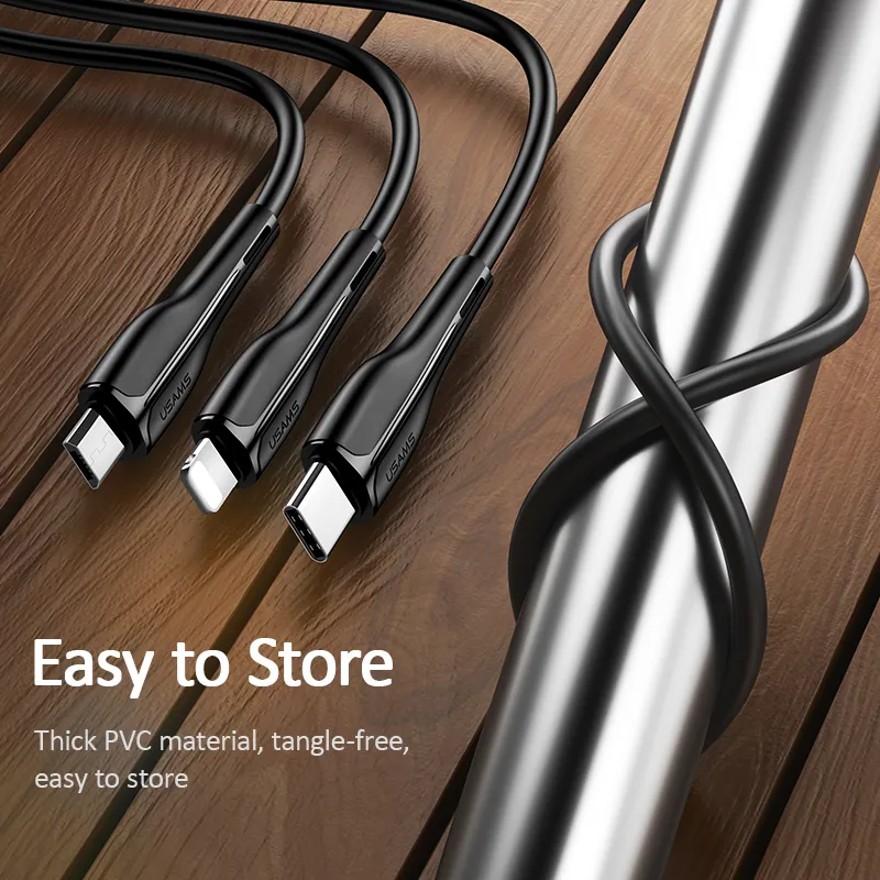 کابل تبدیل USB به microUSB، لایتنینگ و USB-C یوسمز مدل US-SJ374 U38 طول 1 متر، تصویر 5