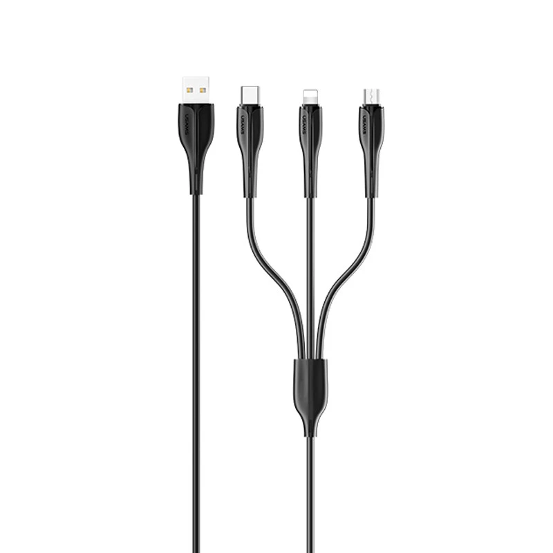 کابل تبدیل USB به microUSB، لایتنینگ و USB-C یوسمز مدل US-SJ374 U38 طول 1 متر