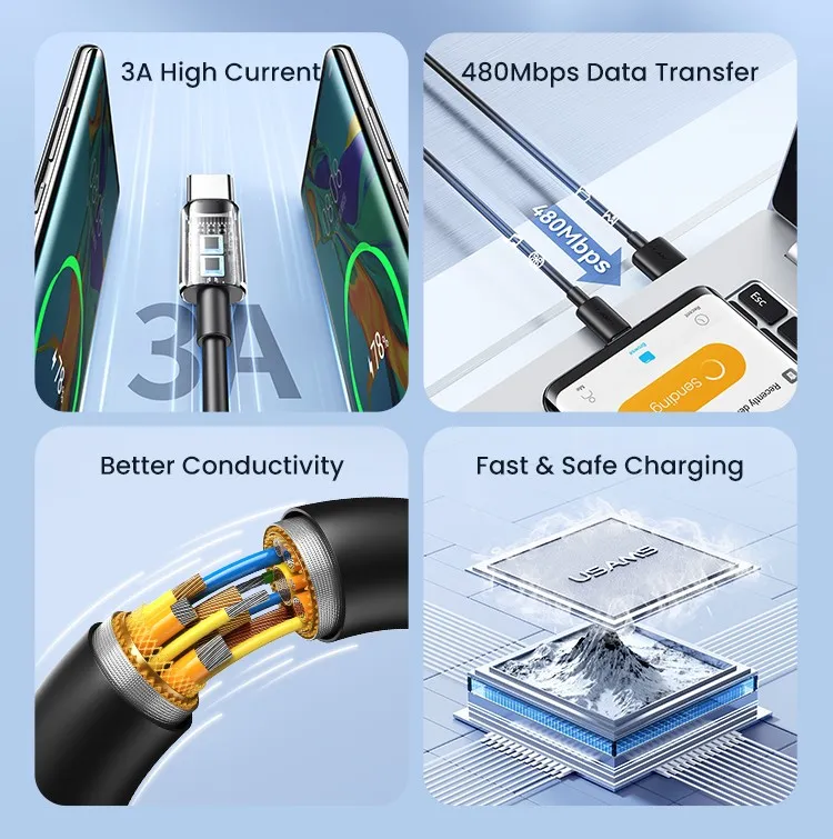کابل تایپ سی فست شارژ یوسمز مدل SJ708، تصویر 5