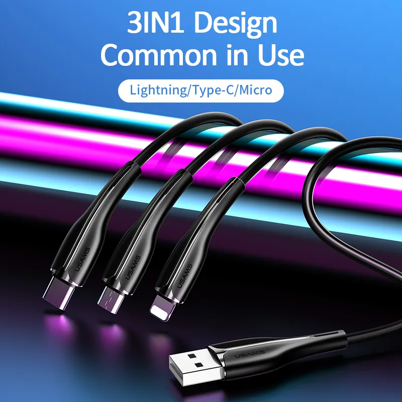 کابل تبدیل USB به microUSB، لایتنینگ و USB-C یوسمز مدل US-SJ374 U38 طول 1 متر، تصویر 3