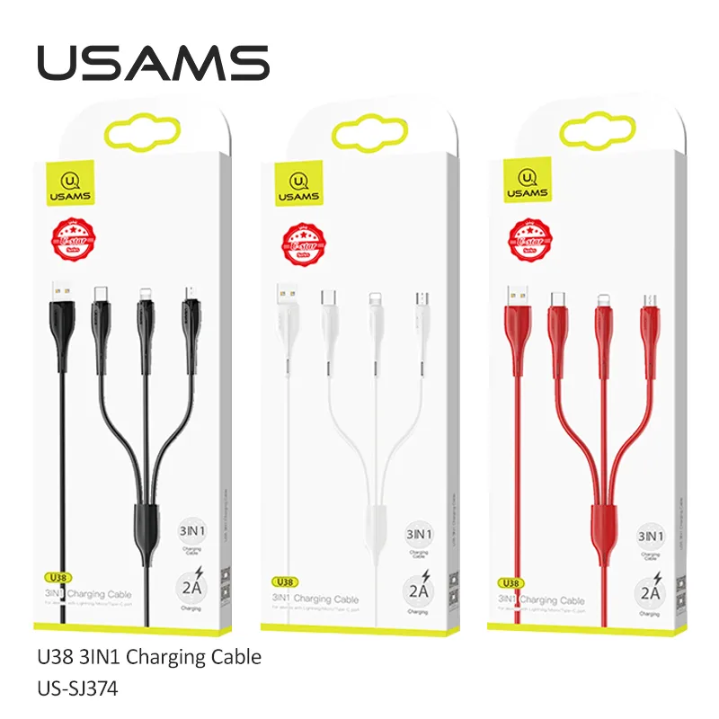 کابل تبدیل USB به microUSB، لایتنینگ و USB-C یوسمز مدل US-SJ374 U38 طول 1 متر، تصویر 8