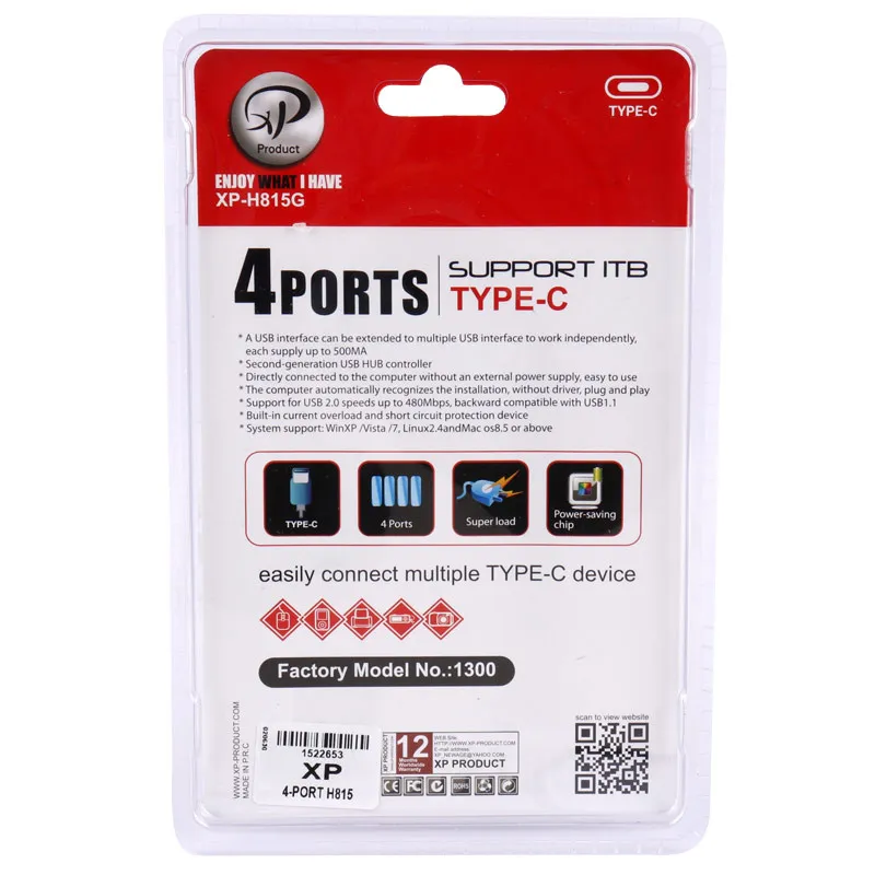 هاب 4 پورت USB2.0 ایکس پی-پروداکت XP-H815G، تصویر 2