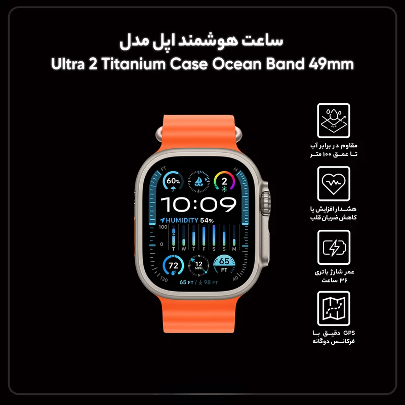 ساعت هوشمند 49 میلی‌متری اپل مدل Ultra 2 Titanium Case Ocean Band، تصویر 14