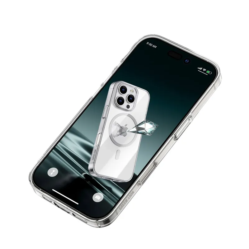 قاب محافظ مگ سیف گرین لاین آیفون Apple iPhone 16 Green Lion Magsafe Delgado Clear Case، تصویر 4