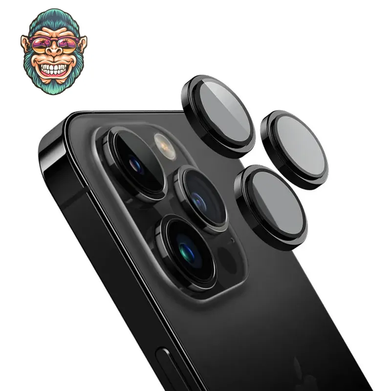 محافظ لنز شابلون دار فلزی دوربین مانکی Apple iPhone 16 Pro / 16 Pro Max / 15 Pro / 15 Pro Max