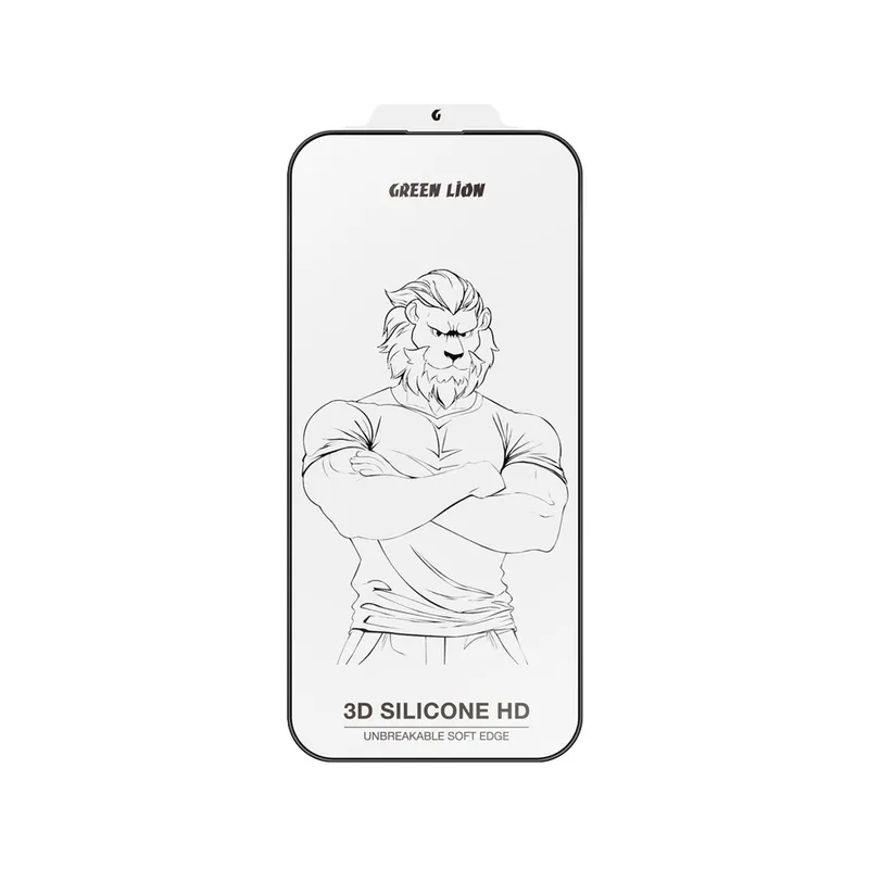 گلس تمام صفحه تمام چسب گرین لاین آیفون iPhone 13 Pro Max / 14 Plus Green Lion 3D Silicone Plus، تصویر 4
