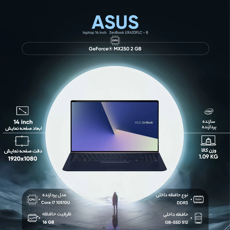 لپ تاپ 14 اینچی ایسوس مدل ZenBook UX433FLC - B، تصویر 6