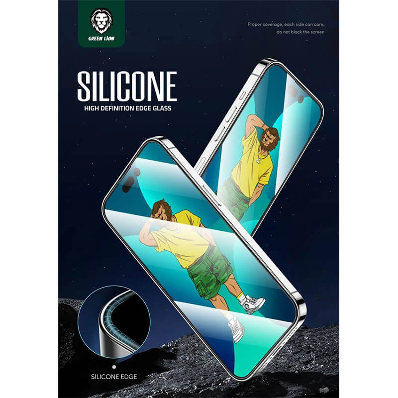 گلس تمام صفحه تمام چسب گرین لاین آیفون iPhone 16 / 15 Green Lion 3D Silicone Plus، تصویر 10