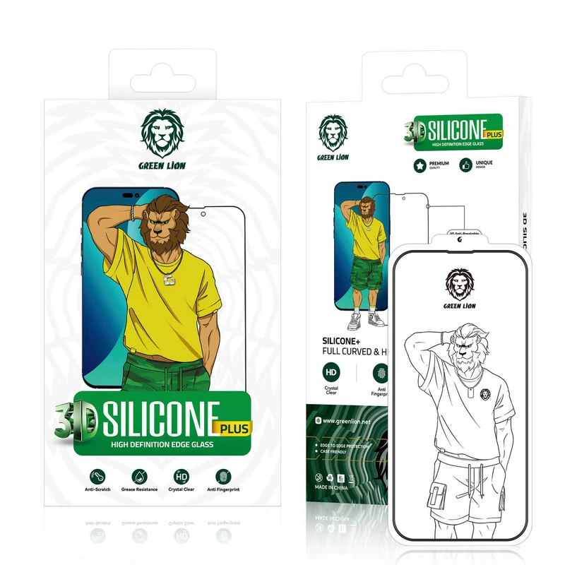 گلس تمام صفحه تمام چسب آیفون گرین لاین Apple iPhone 14 Pro Green Lion 3D Silicone Plus، تصویر 6