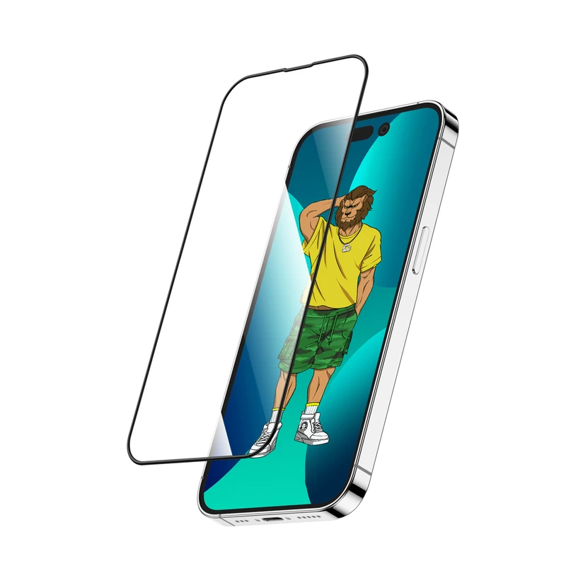 گلس تمام صفحه تمام چسب گرین لاین آیفون iPhone 13 Pro Max / 14 Plus Green Lion 3D Silicone Plus، تصویر 8