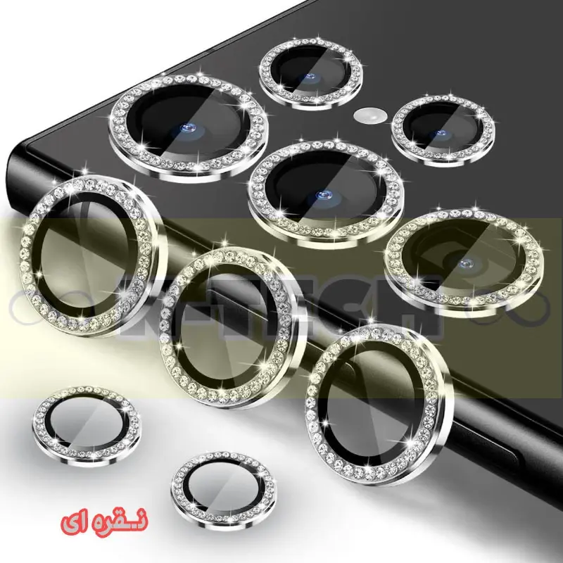 محافظ لنز دوربین مدل رینگی نگین دار مناسب برای گوشی موبایل سامسونگ Galaxy S24 Ultra 5G، تصویر 4
