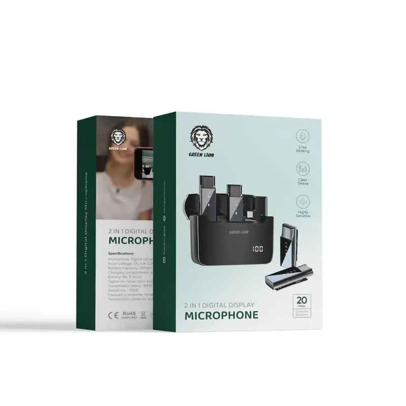 میکروفن بی سیم گرین لاین مدل 2in1 DIGITAL DISPLAY LITHTNING، تصویر 2