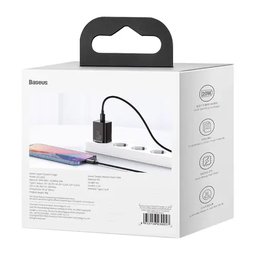 آداپتور شارژر بیسوس مدل Super Si 20W همراه با کابل لایتنینگ، تصویر 10