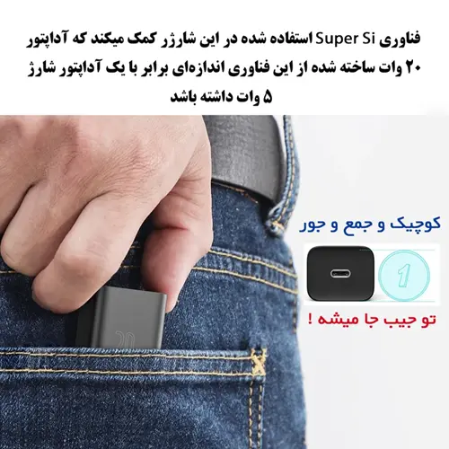 آداپتور شارژر بیسوس مدل Super Si 20W همراه با کابل لایتنینگ، تصویر 8