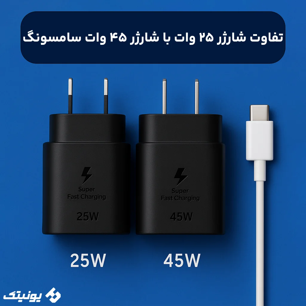 تفاوت شارژر 25 وات با شارژر 45 وات سامسونگ