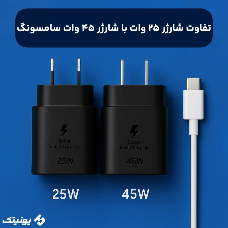 تفاوت شارژر 25 وات با شارژر 45 وات سامسونگ