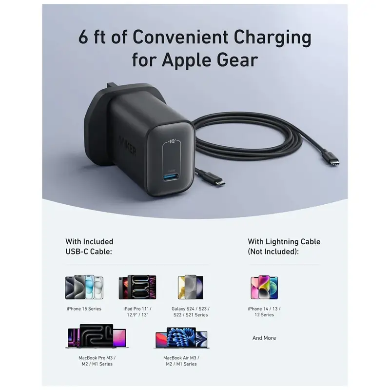 شارژر دیواری 100 وات انکر مدل B2679 به همراه کابل USB-C به طول 1.8 متر، تصویر 2