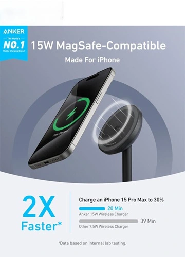 شارژر رومیزی انکر مدل MagGo Wireless Charging به همراه کابل USB-C به طول 1.5 متر، تصویر 2