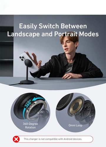 شارژر رومیزی انکر مدل MagGo Wireless Charging به همراه کابل USB-C به طول 1.5 متر، تصویر 6