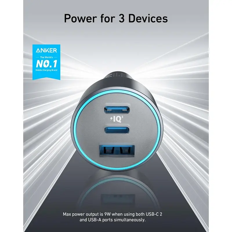 شارژر فندکی 67 وات انکر مدل A2731 به همراه کابل USB-C، تصویر 3