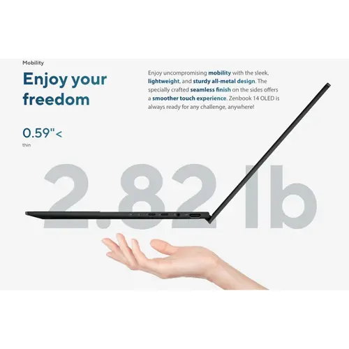 لپ تاپ 14 اینچی ایسوس مدل ZenBook 14 OLED Q415MA-U5512-Core Ultra 5 125H-8GB LPDDR5-512GB SSD-Touch، تصویر 6