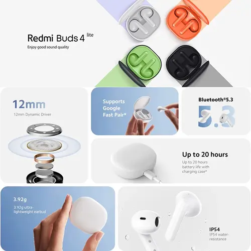 هدفون بلوتوثی شیائومی مدل Redmi Buds 4 Lite، تصویر 7