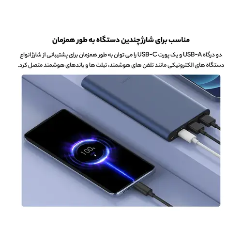 پاوربانک شیائومی 22.5 وات مدل PB100DZM ظرفیت 10000 میلی آمپر ساعت، تصویر 6