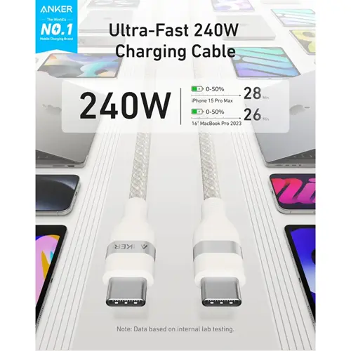 کابل شارژ تایپ سی به تایپ سی انکر مدل A82E2، تصویر 7