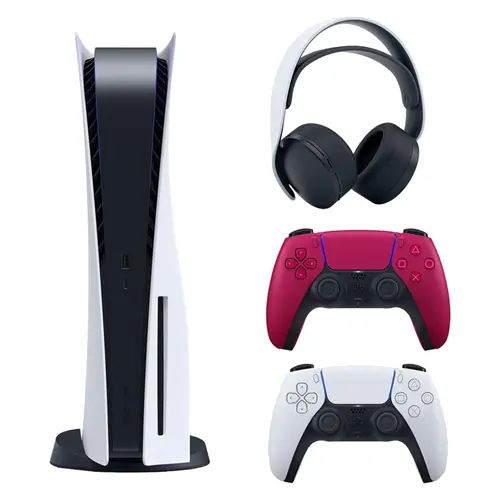 کنسول بازی سونی مدل PlayStation 5 ظرفیت 825 گیگابایت ریجن 1218 آسیا به همراه دسته اضافی قرمز و هدست