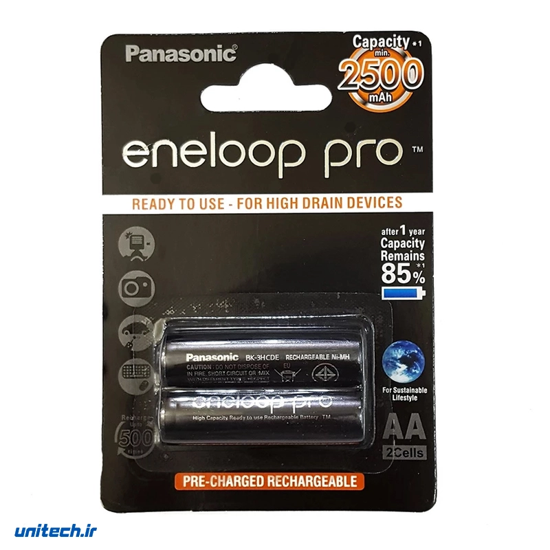 باتری قلمی قابل شارژ پاناسونیک مدل Eneloop Pro - بسته 2 عددی