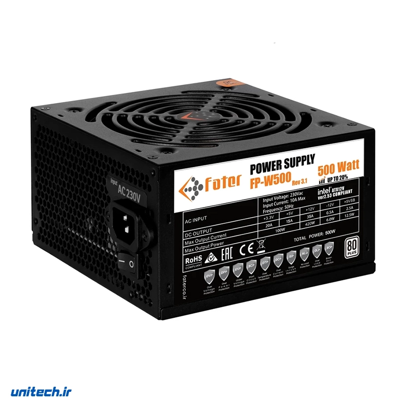 منبع تغذیه کامپیوتر 400 وات فاطر مدل FP-W400 80Plus 400W، تصویر 3