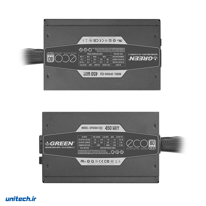 منبع تغذیه کامپیوتر گرین مدل GP450A-ECO Rev3.1، تصویر 8